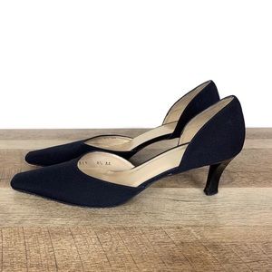 Stuart Weitzman Black Fabric D’Orsay Pumps